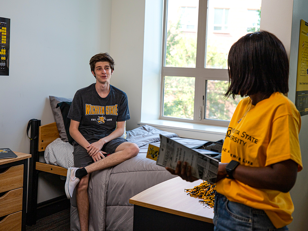 Students inside of Shocker Hall.