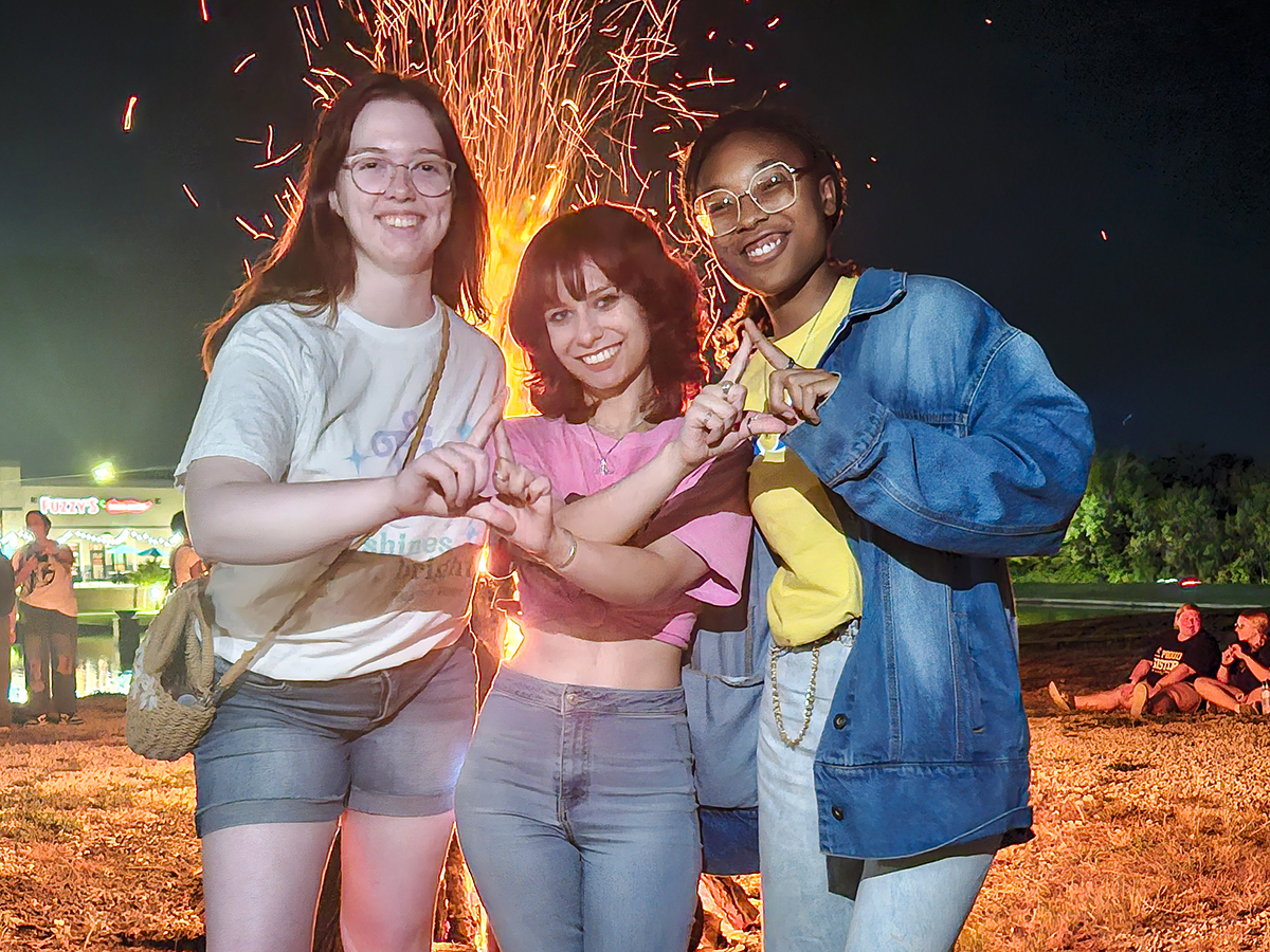Amaya Willis with her sorority sisters during the Shocktoberfest bonfire.