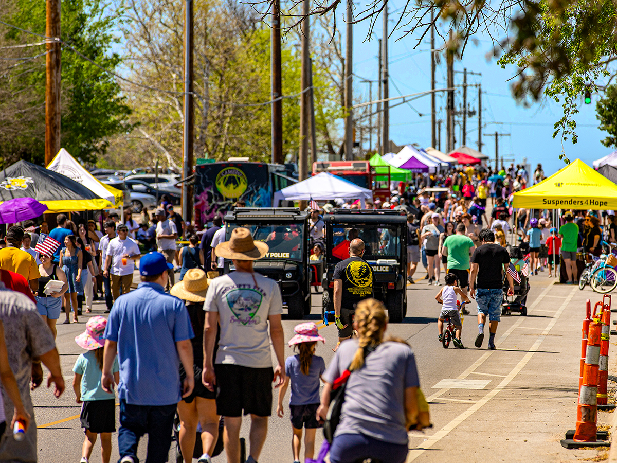 People flooding in during the Open Streets along 17th Street in Wichita.