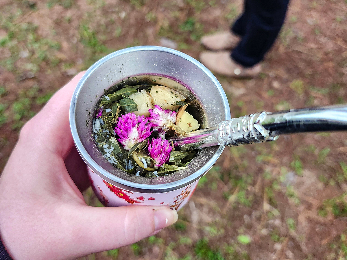 Mate is a traditional drink with different floral additions sipped with a bombilla. 