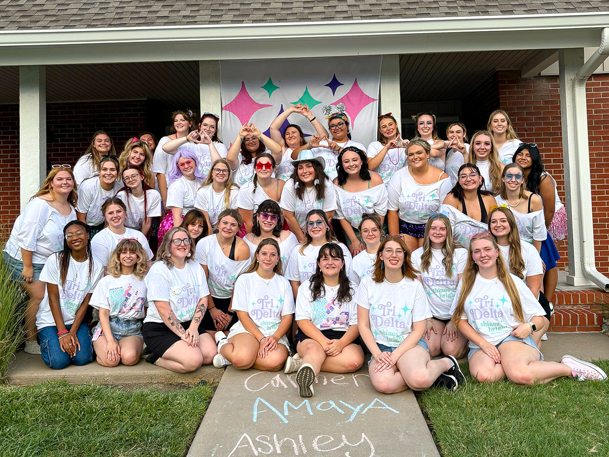 Wichita State's Tri Delta chapter following 2024 Bid Day.