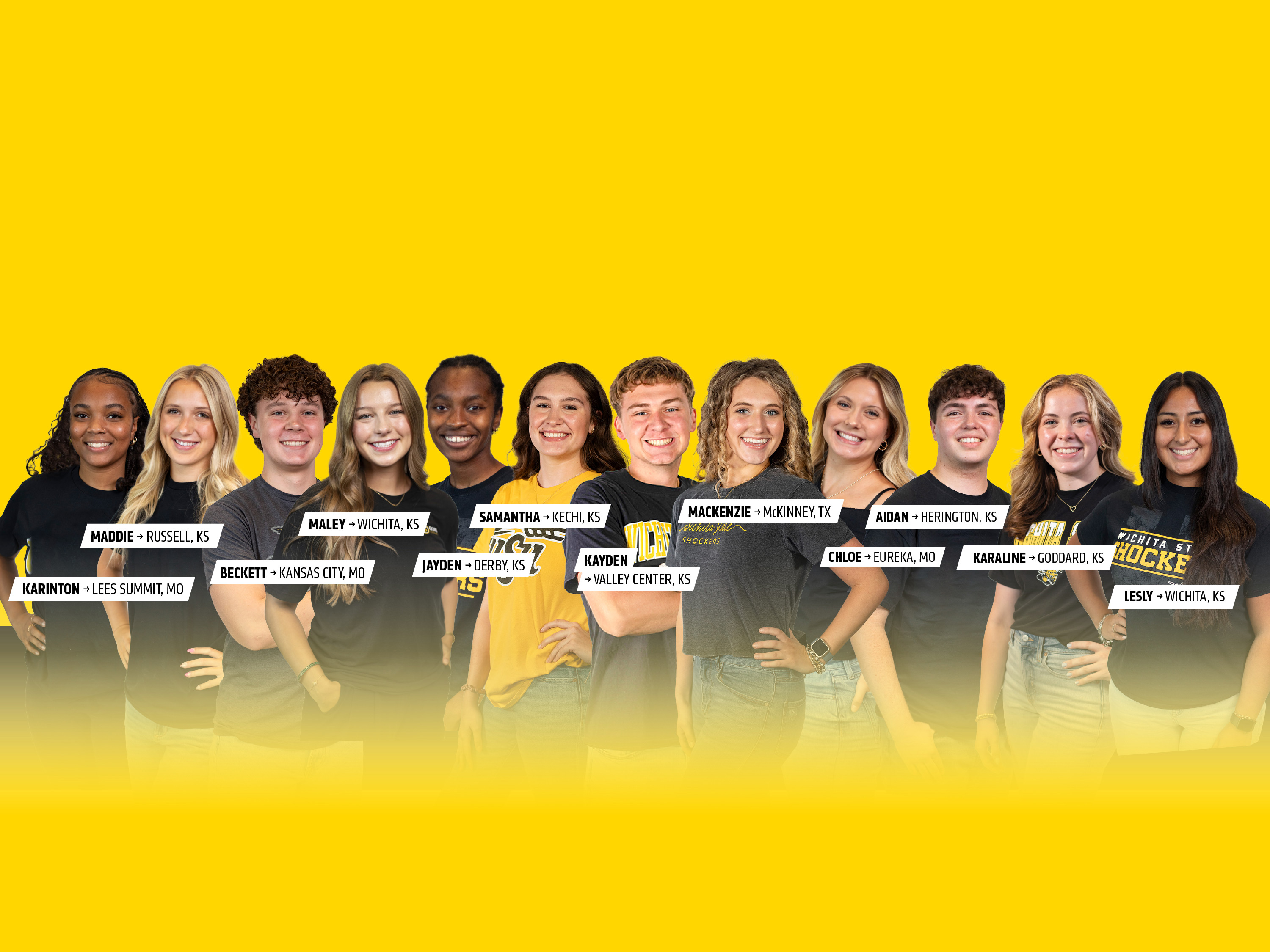 A graphic with a yellow background depicts a collage of recent Gore Scholarship recipients.
