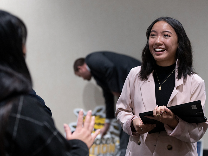 Shocker Rudd Scholar Amy Nguyen at a Rudd event