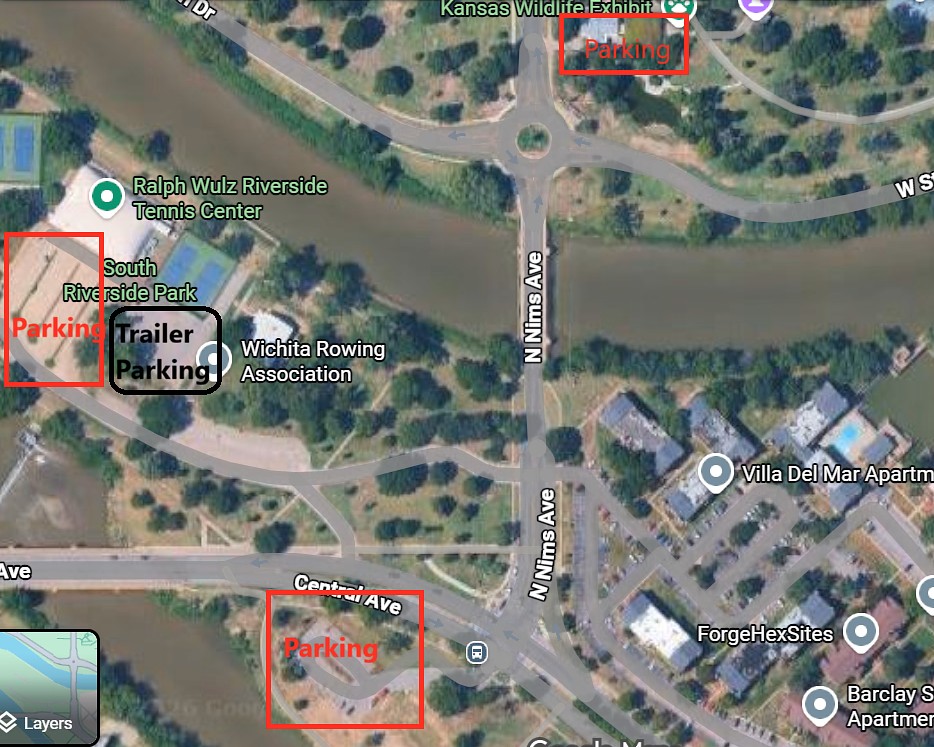 Ariel view of the parking locations for the Plains Regional Regatta