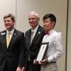 With 2016 Wallace Scholar honoree Jimmy Vu and then dean of the College of Engineering, Royce Bowden.