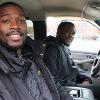 Ethan FInley-Flowers and Kevin Harrison in a car going to pick up treats for VA workers. 