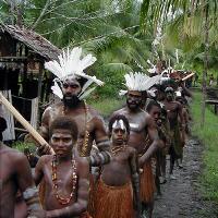 Ceremonial procession through a village