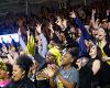 Students cheer on the Shockers at a men's basketball game