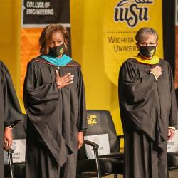 Dignitaries take the Pledge of Allegiance