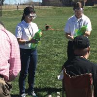 Students in previous Science Olympiad state tournaments work in teams to solve problems, build devices and learn more about STEM areas. 