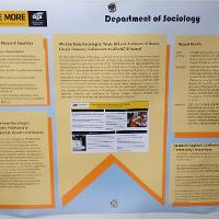 Poster presentations included information about research and creative activity, grant procurement, awards and publications. Representatives from each area answered  questions about their department.
