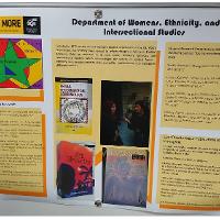 Poster presentations included information about research and creative activity, grant procurement, awards and publications. Representatives from each area answered  questions about their department.