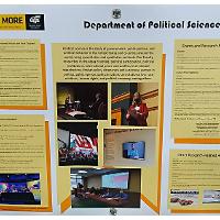 Poster presentations included information about research and creative activity, grant procurement, awards and publications. Representatives from each area answered  questions about their department.
