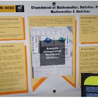Poster presentations included information about research and creative activity, grant procurement, awards and publications. Representatives from each area answered  questions about their department.