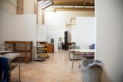 Semi-private studio spaces for undergraduate painting and drawing students in McKnight Art Center