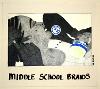 "Middle School Braids," lithograph, silkscreen, contact paper, found paper, 2021