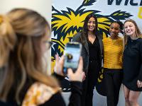 The 2023 Gore Scholars, Lesly Hernandez, Jayden Island and Maley Hansen, pose for a picture taken by 2021 Gore Scholar Annie Wasinger.