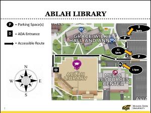 Map of ADA parking and accessible route.