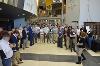 The crowd gathers round as Nancy Kersenbrock announces which teams will move on to the Finals.