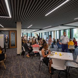 The reception at the Shocker Success Center was well attended.
