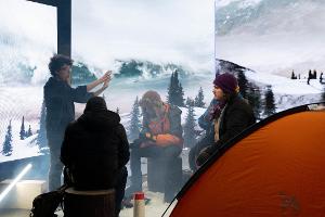 Filmmaking student directing the actors.