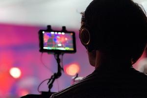 Student working camera.