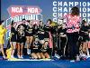 Members of the Shocker cheer team celebrate after winning the National Cheerleaders Association championship.