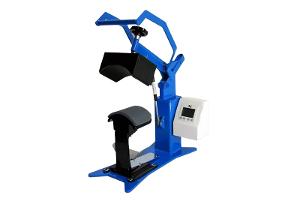 Hat/cap press for curved surfaces; used for cap logos and front panels.
