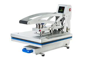 Heat pressing on shirts, flat blanks, transfer media; used for HTV and transfer application with consistent pressure and timed cycles.