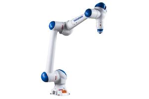 6 axis cobot (10 kg payload class) for handling, tending, welding-adjacent integration, packaging; designed to safely work near people with force limiting.