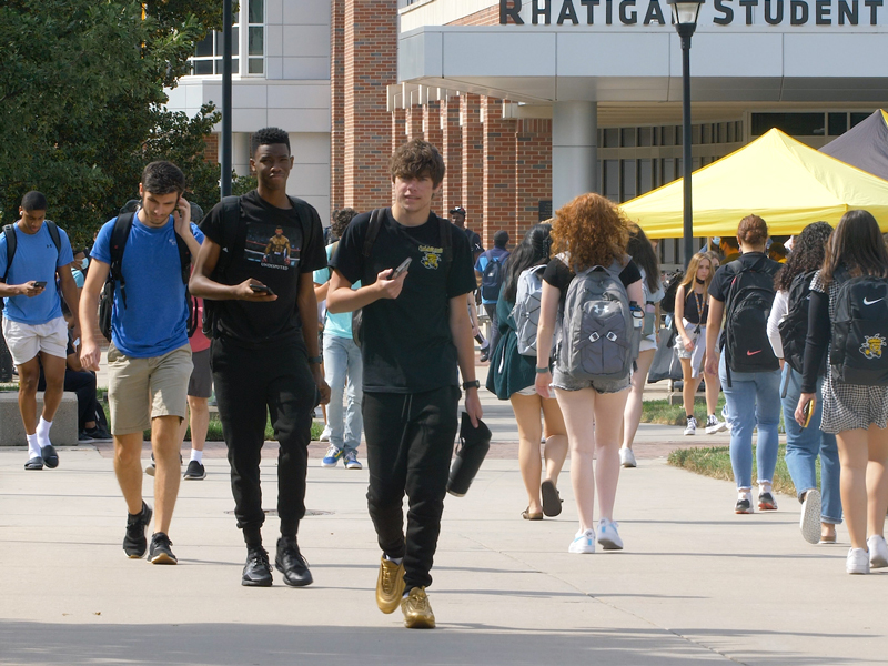 Students walking on campus