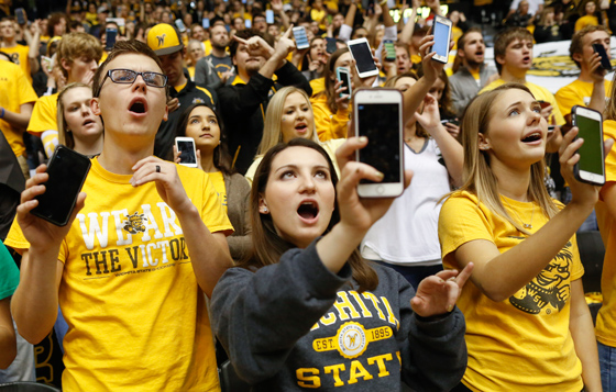 Student at Wichita State basketball game