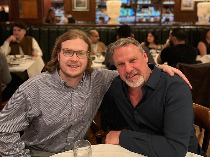 Ethan Kabler and one other in a restaurant
