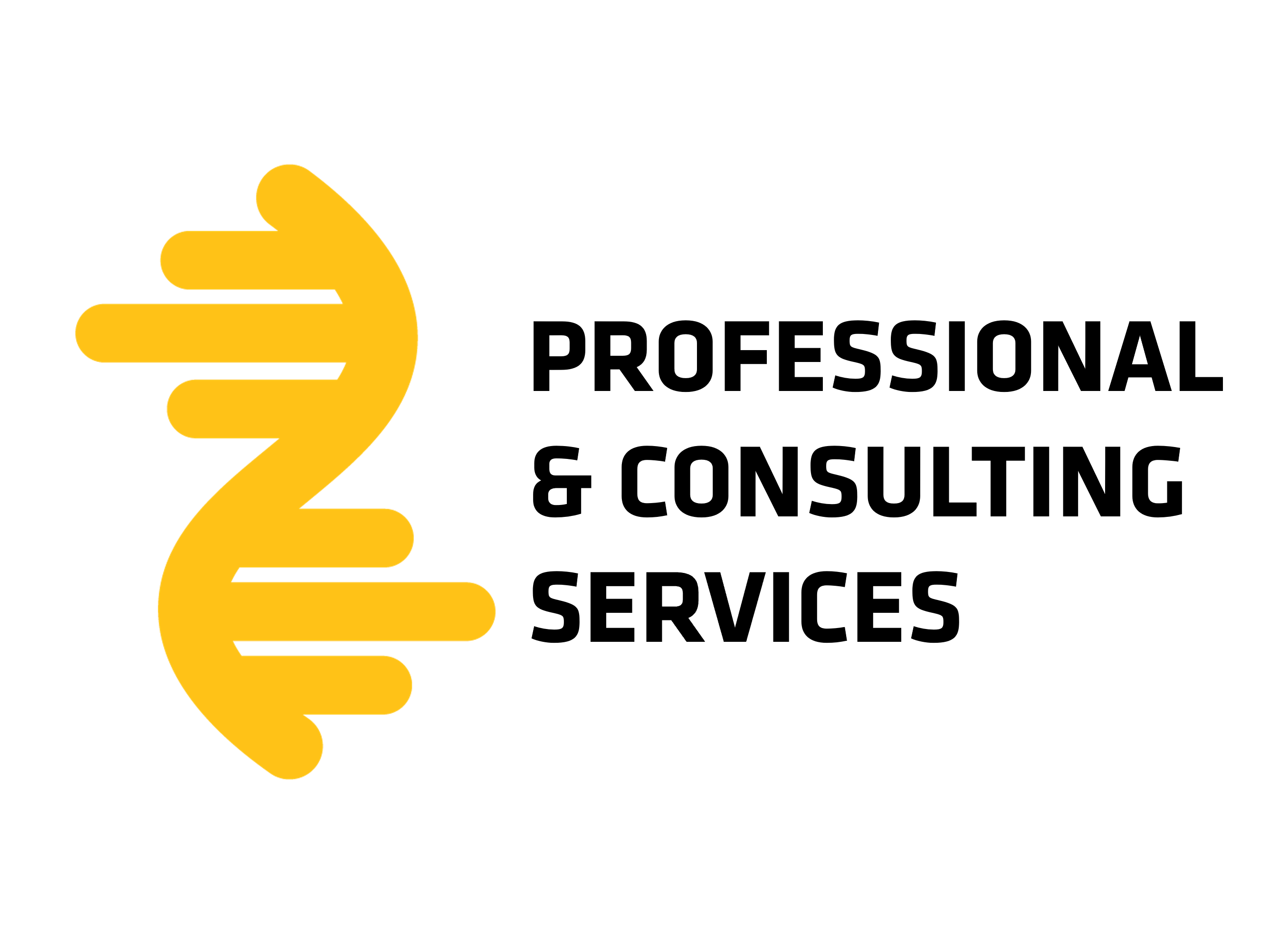 Black text next to a yellow helix