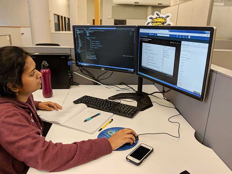 girl working on a computer