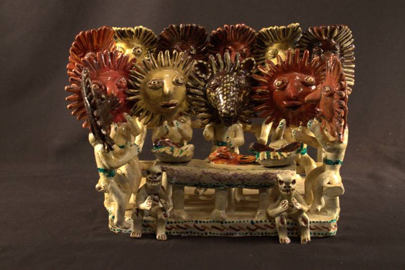 A sculpture of the Last Supper.