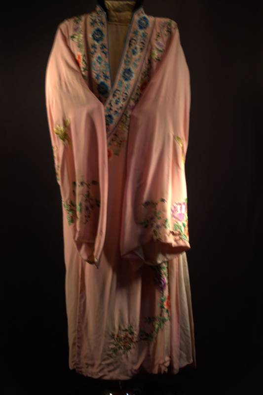 Pink Hanfu with multi-colored floral design