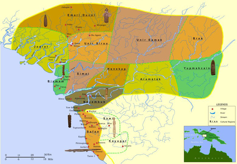 Map of the Asmat region of Western New Guinea