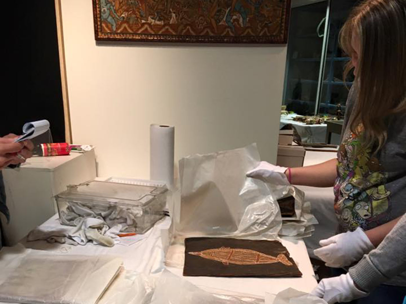 Students sort museum artifacts