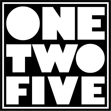 Title of the show in the form of a graphic element, One Two Five