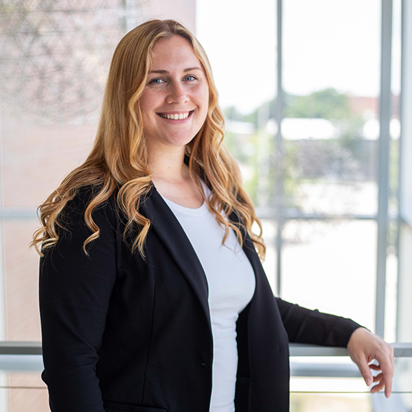 Wichita State student poses for a professional photo.