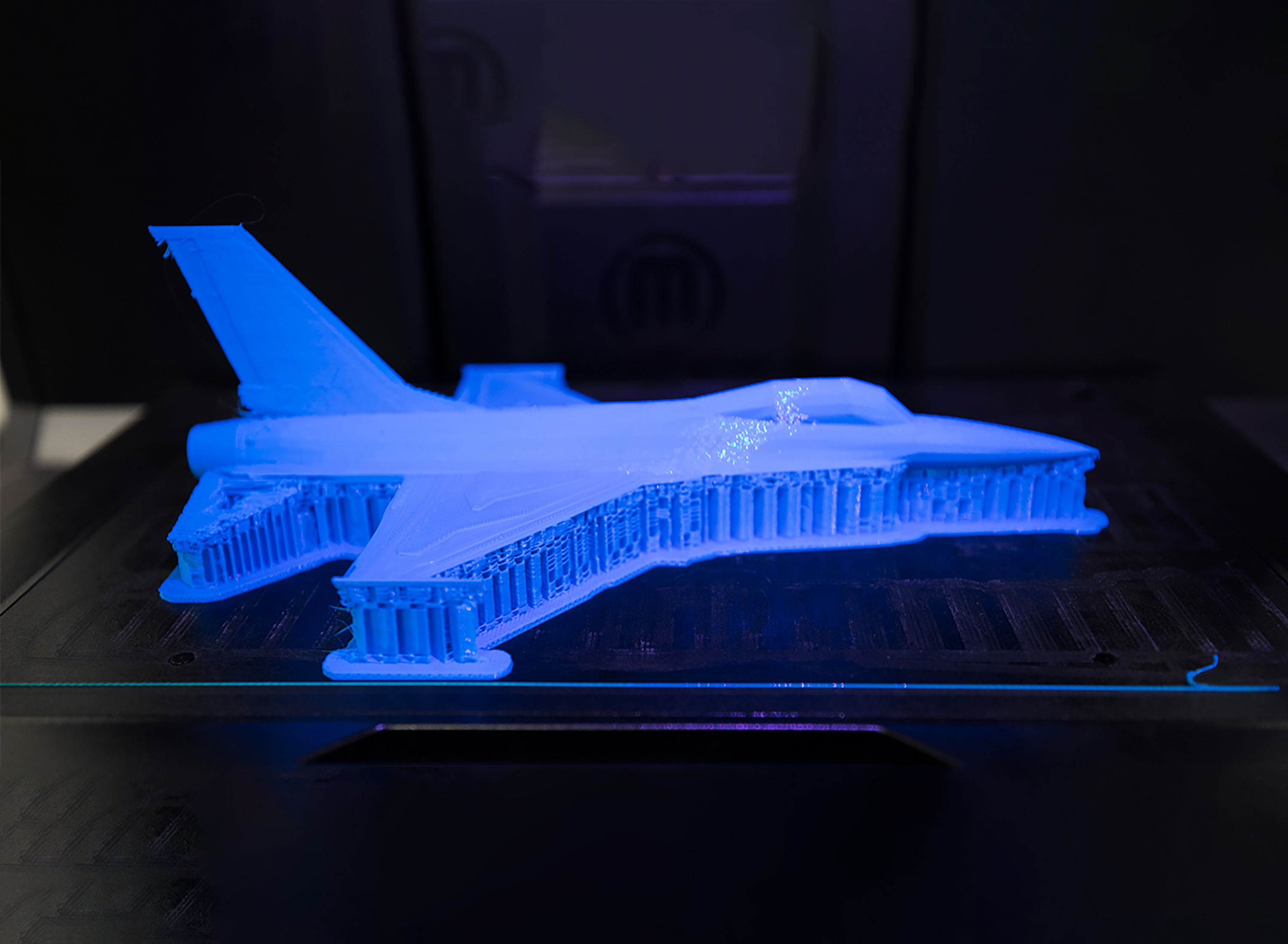 3d scan of a blue airplane
