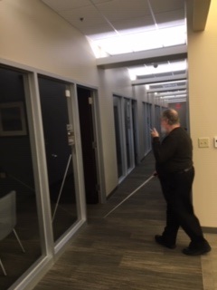 User navigating the ERI fcility using GuideBeacon