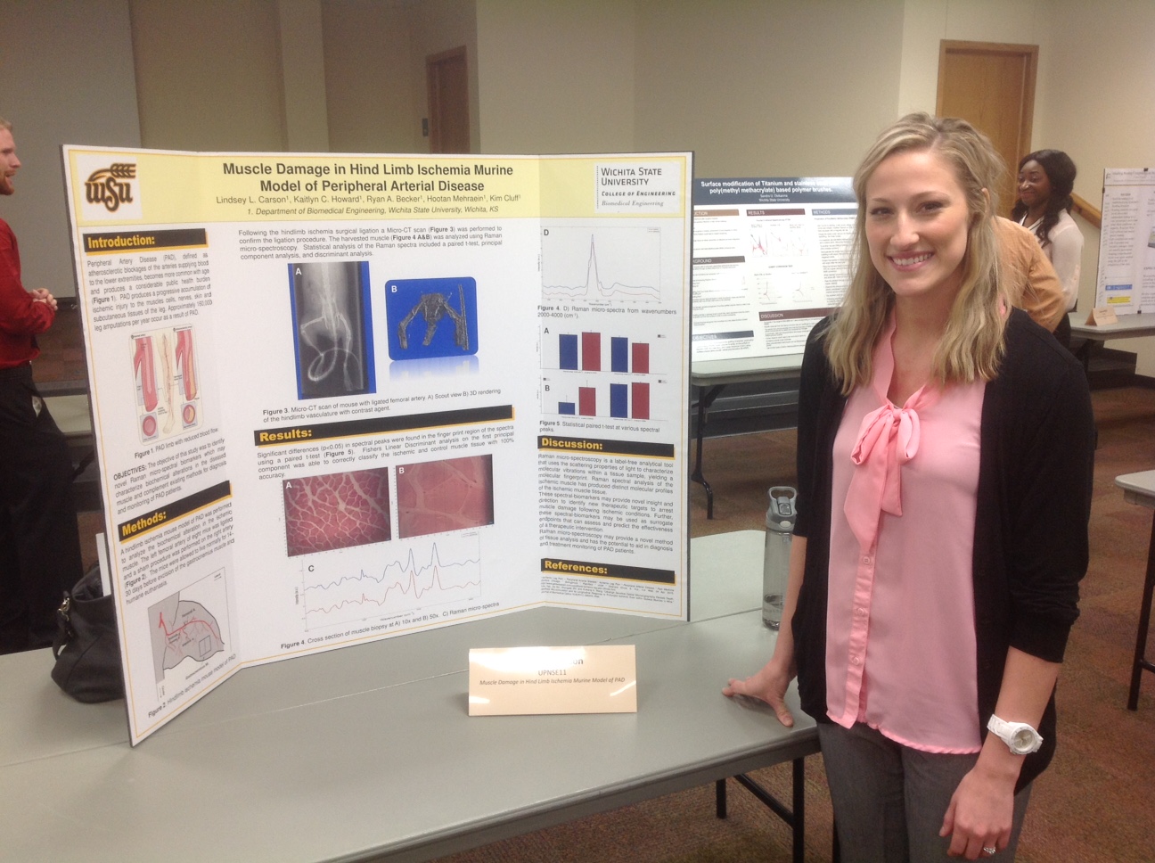 a woman with a poster board about muscle damage