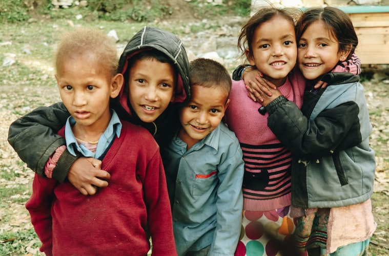 Group of refugee children