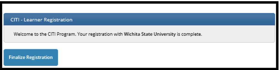 Click Finalize Registration