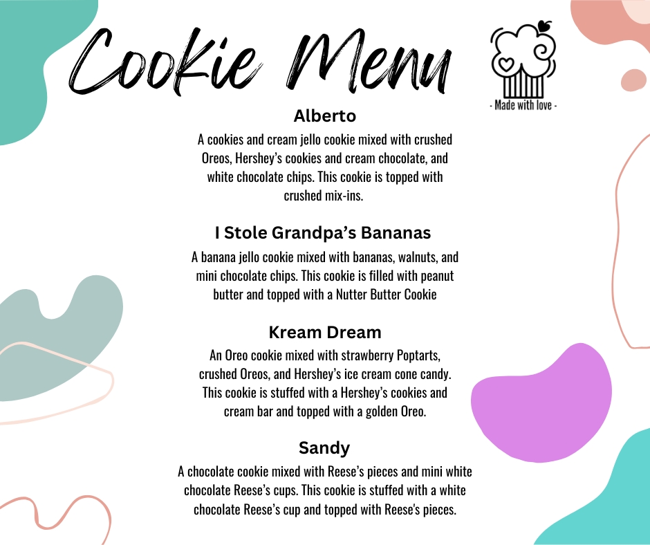 FroBandy Cakes Cookie Menue