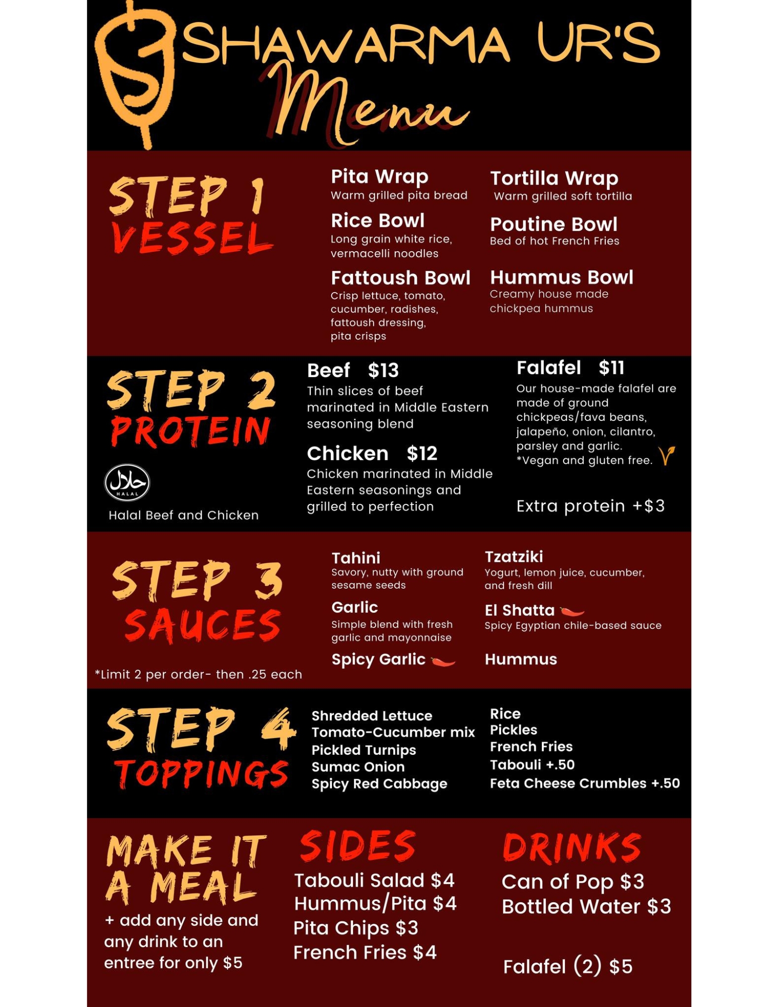 Shawarma UR's Menu