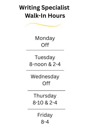 writing specialist hours