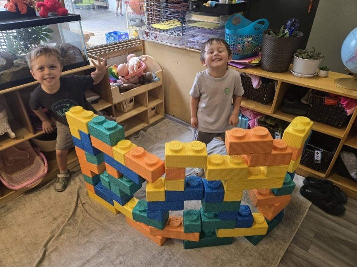 child playing with blocks